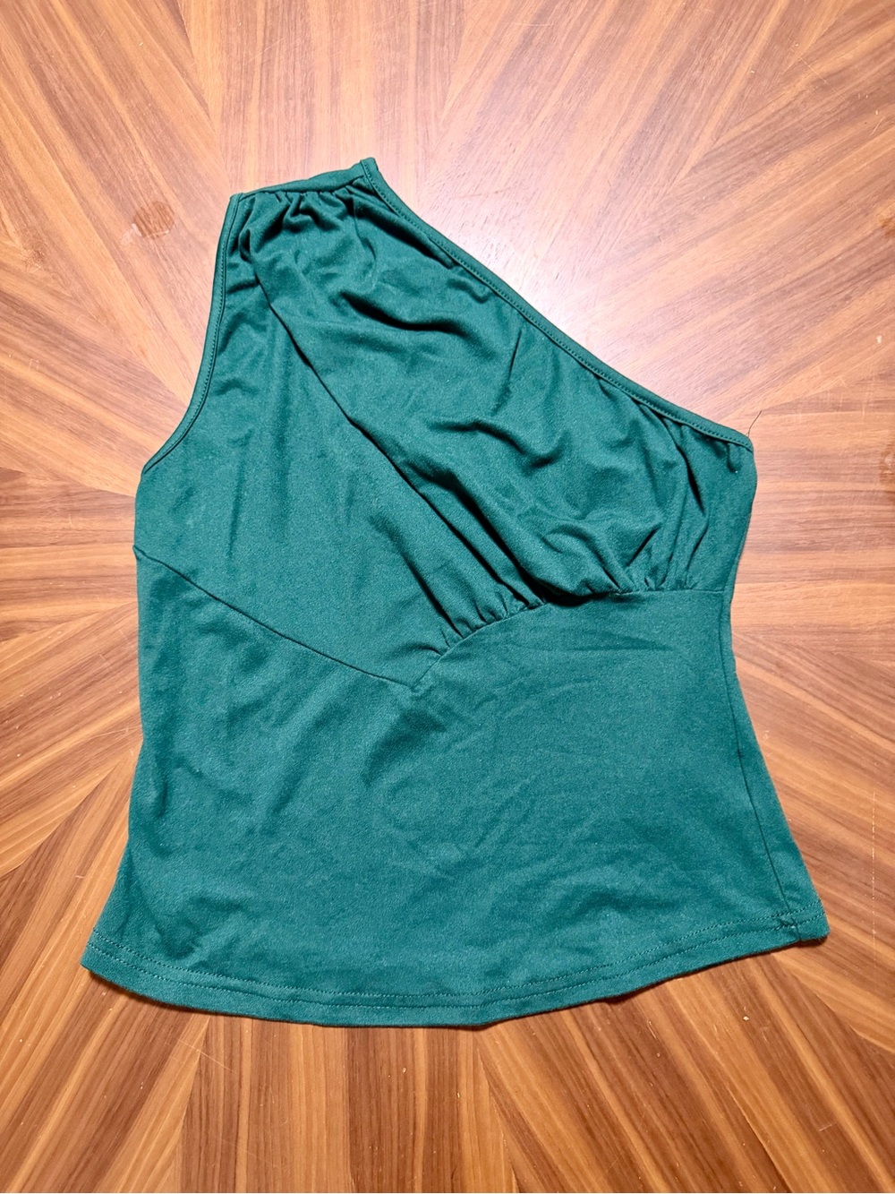 SHEIN One-Shoulder Emerald Green Tank Top